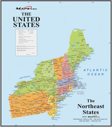 Northeast States Regional Wall Map