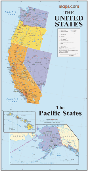 Pacific States Regional Wall Map