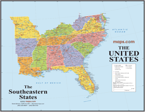 Southeastern States Regional Wall Map