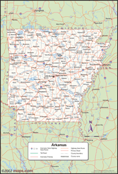 Arkansas Wall Map with Counties