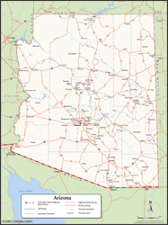 Arizona Wall Map with Counties