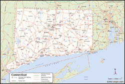Connecticut Wall Map with Counties