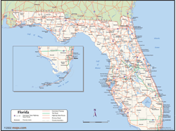Florida Wall Map with Counties