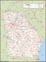 Georgia Wall Map with Counties