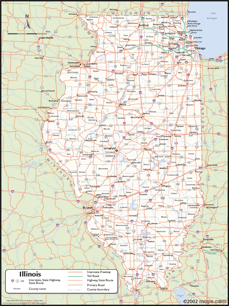 Illinois Wall Map with Counties
