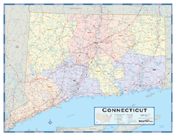 Connecticut Counties Wall Map