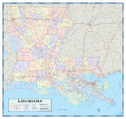 Louisiana Counties Wall Map