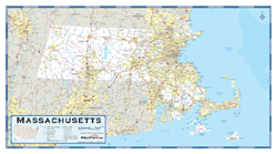 Massachusetts County Highway Wall Map