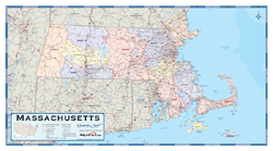 Massachusetts Counties Wall Map