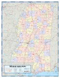 Mississippi Counties Wall Map