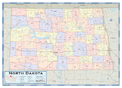 North Dakota Counties Wall Map