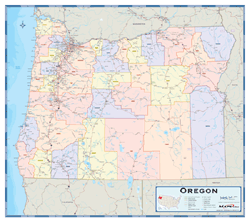 Oregon Counties Wall Map