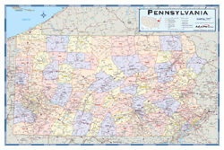 Pennsylvania Counties Wall Map