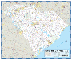 South Carolina County Highway Wall Map