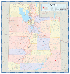 Utah Counties Wall Map