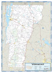 Vermont County Highway Wall Map