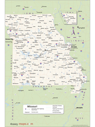 Missouri Wall Map with Counties