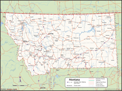 Montana Wall Map with Counties