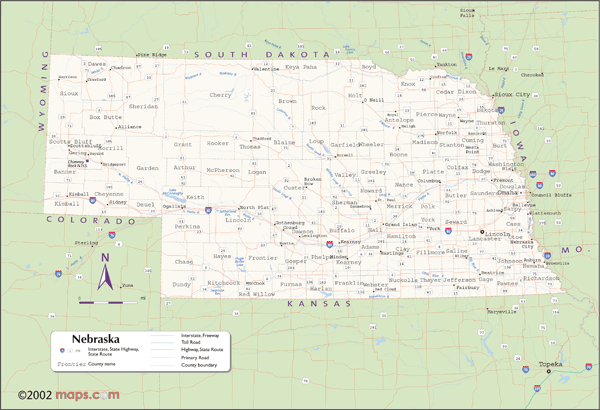 Nebraska Wall Map With Counties By Mapsales