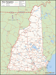 New Hampshire Wall Map with Counties