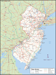 New Jersey Wall Map with Counties