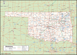 Oklahoma Wall Map with Counties