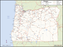 Oregon Wall Map with Counties