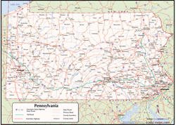 Pennsylvania Wall Map with Counties