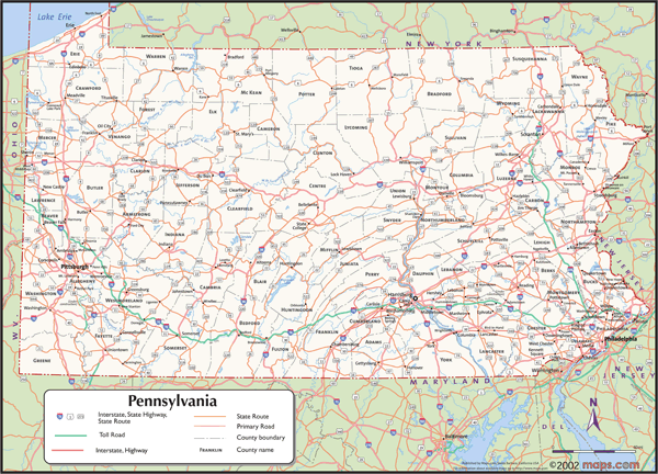 Pennsylvania Counties Map With Cities