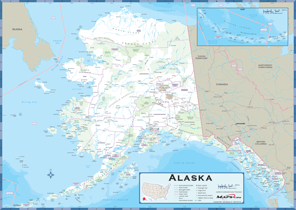 Alaska County Highway Wall Map