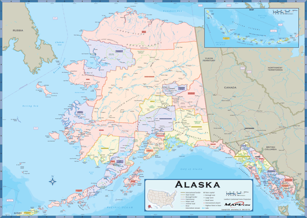 Alaska Counties Wall Map