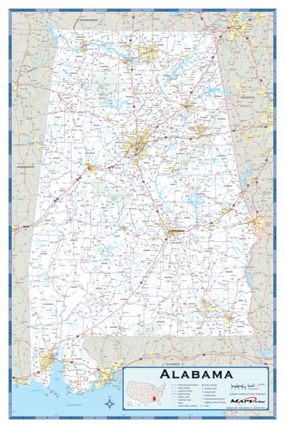 Alabama County Highway Wall Map