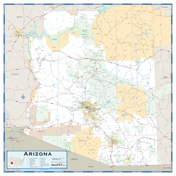 Arizona County Highway Wall Map
