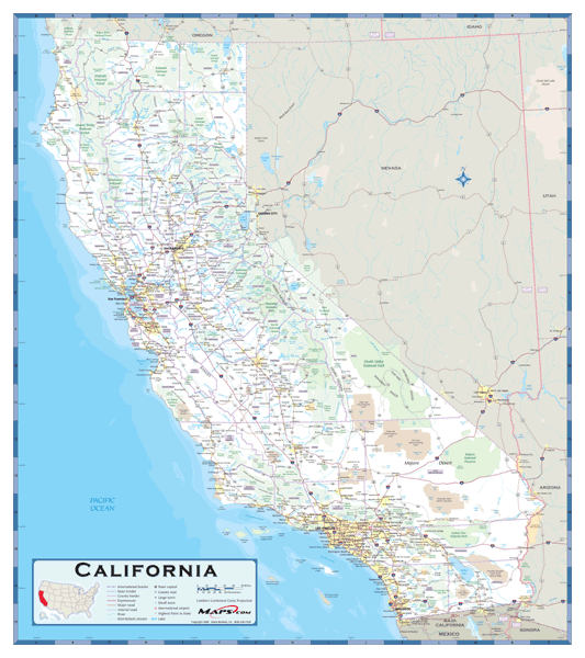 California County Highway Wall Map