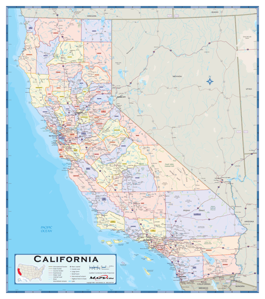 California Counties Wall Map