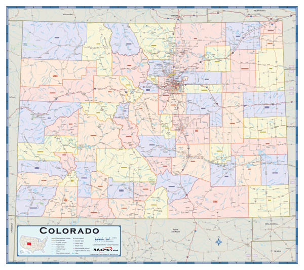 Colorado Counties Wall Map