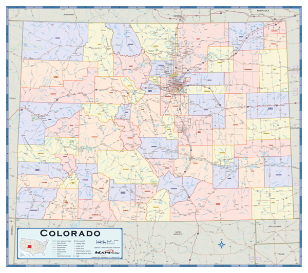 Colorado Counties Wall Map by Maps.com - MapSales