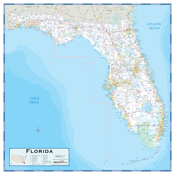 Florida County Highway Wall Map