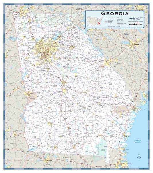 Georgia County Highway Wall Map