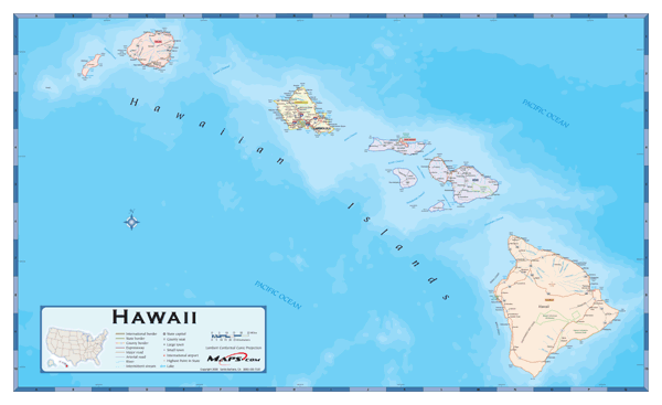 Hawaii Counties Wall Map