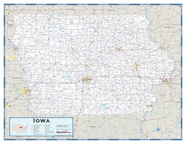 Iowa County Highway Wall Map