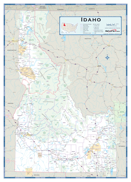 Idaho County Highway Wall Map