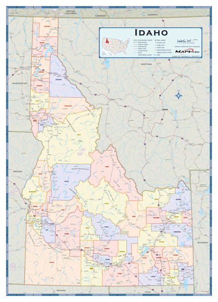 Idaho Counties Wall Map