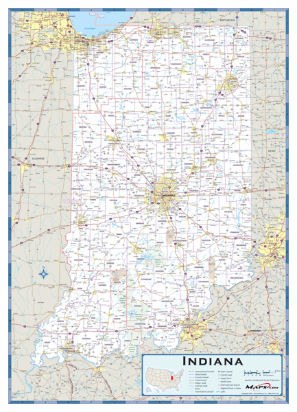 Indiana County Highway Wall Map