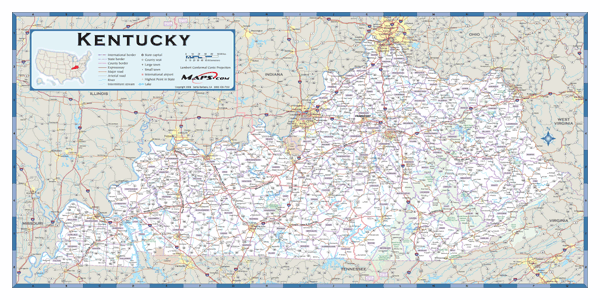 Kentucky County Highway Wall Map