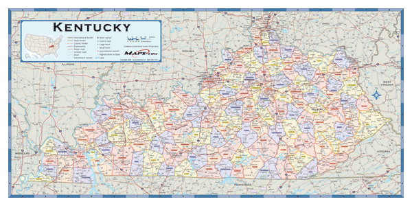 Kentucky Counties Wall Map