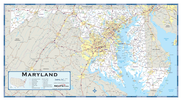 Maryland County Highway Wall Map