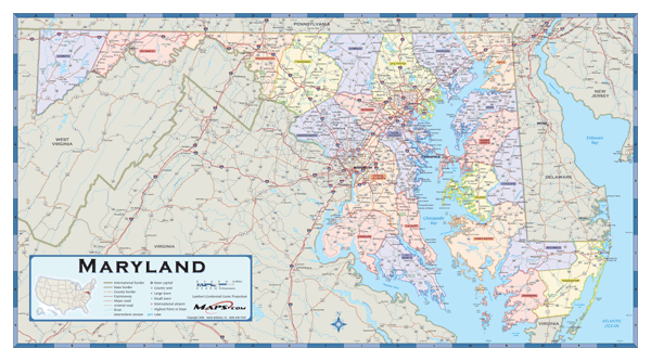 Maryland Counties Wall Map