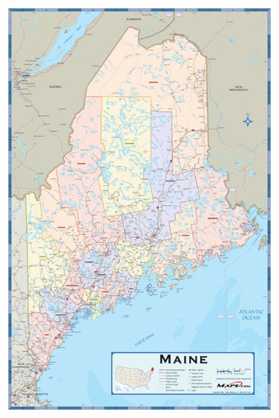 Maine Counties Wall Map