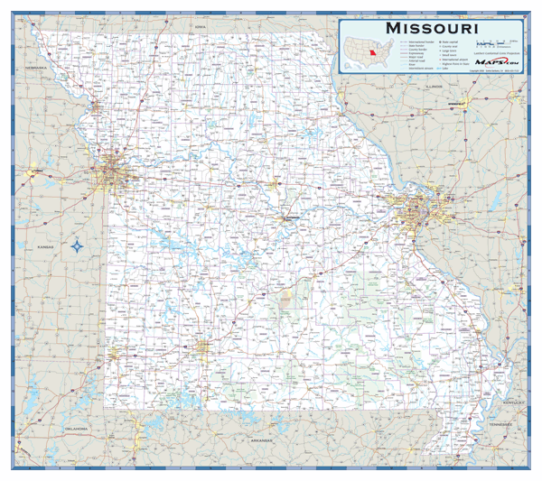 Missouri County Highway Wall Map